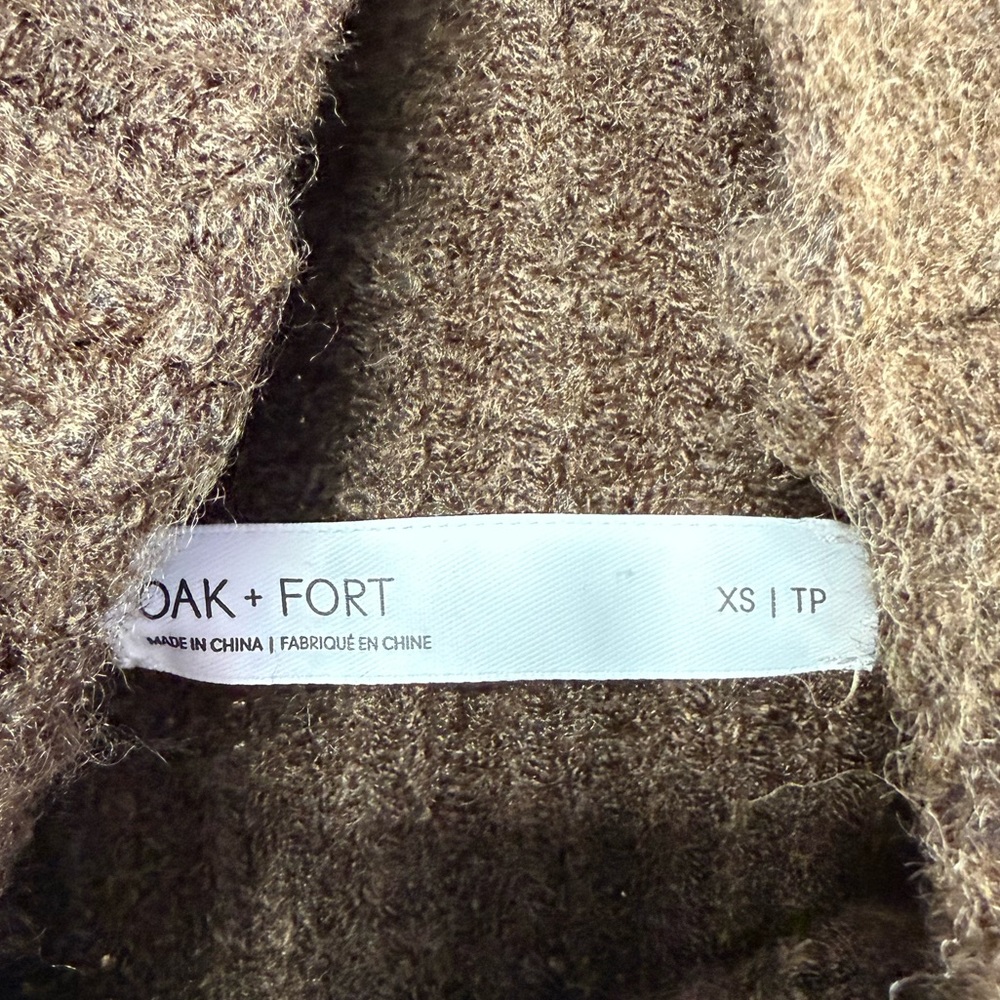 OAK + FORT Ribbed Mockneck Sweater in Chocolate Brown Size Extra Small - Picture 5 of 8